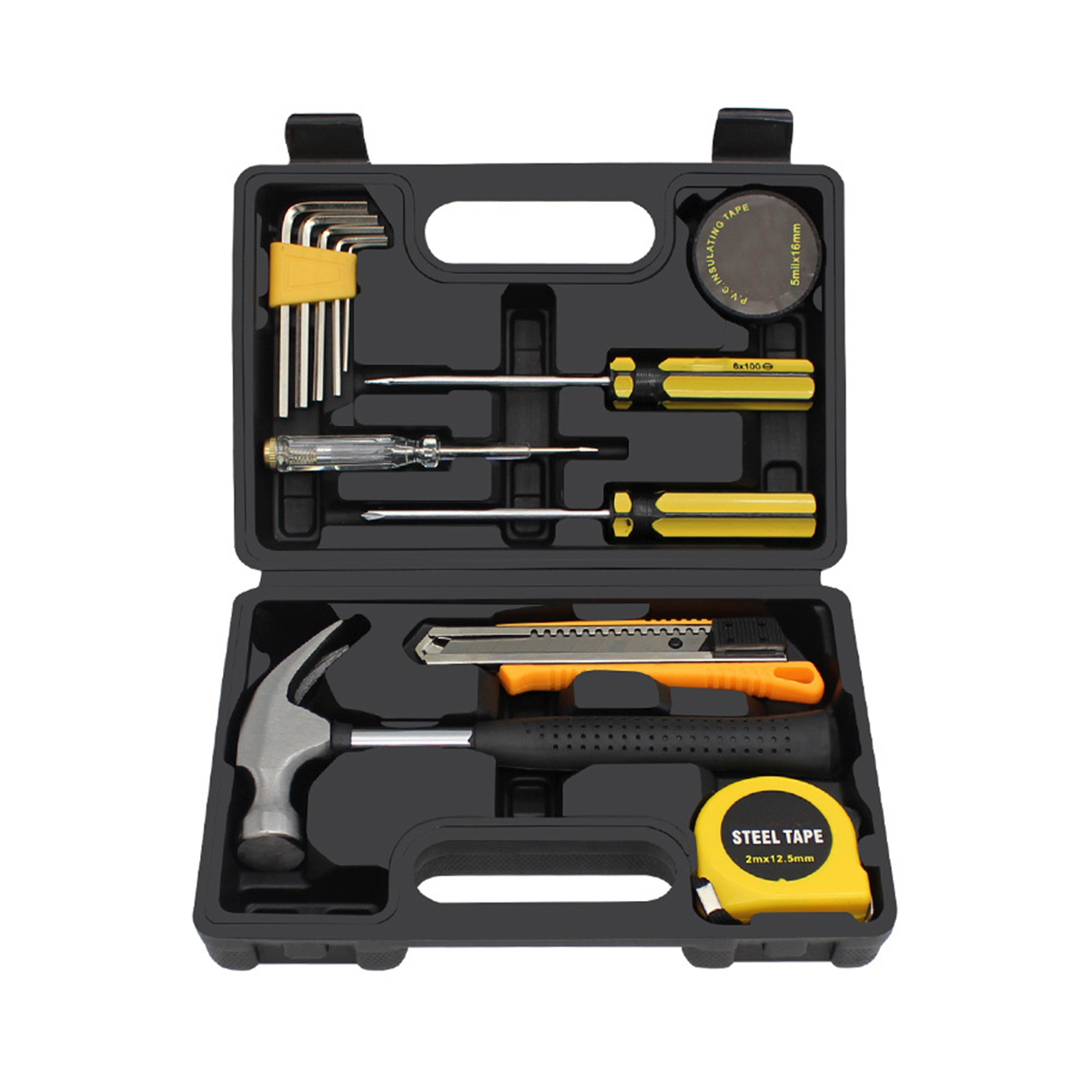 Parvus Homeowner tool 12pcs Set Generalis Domus Mors Tool Kit cum plastic tool arca PRAECLUSIO Case