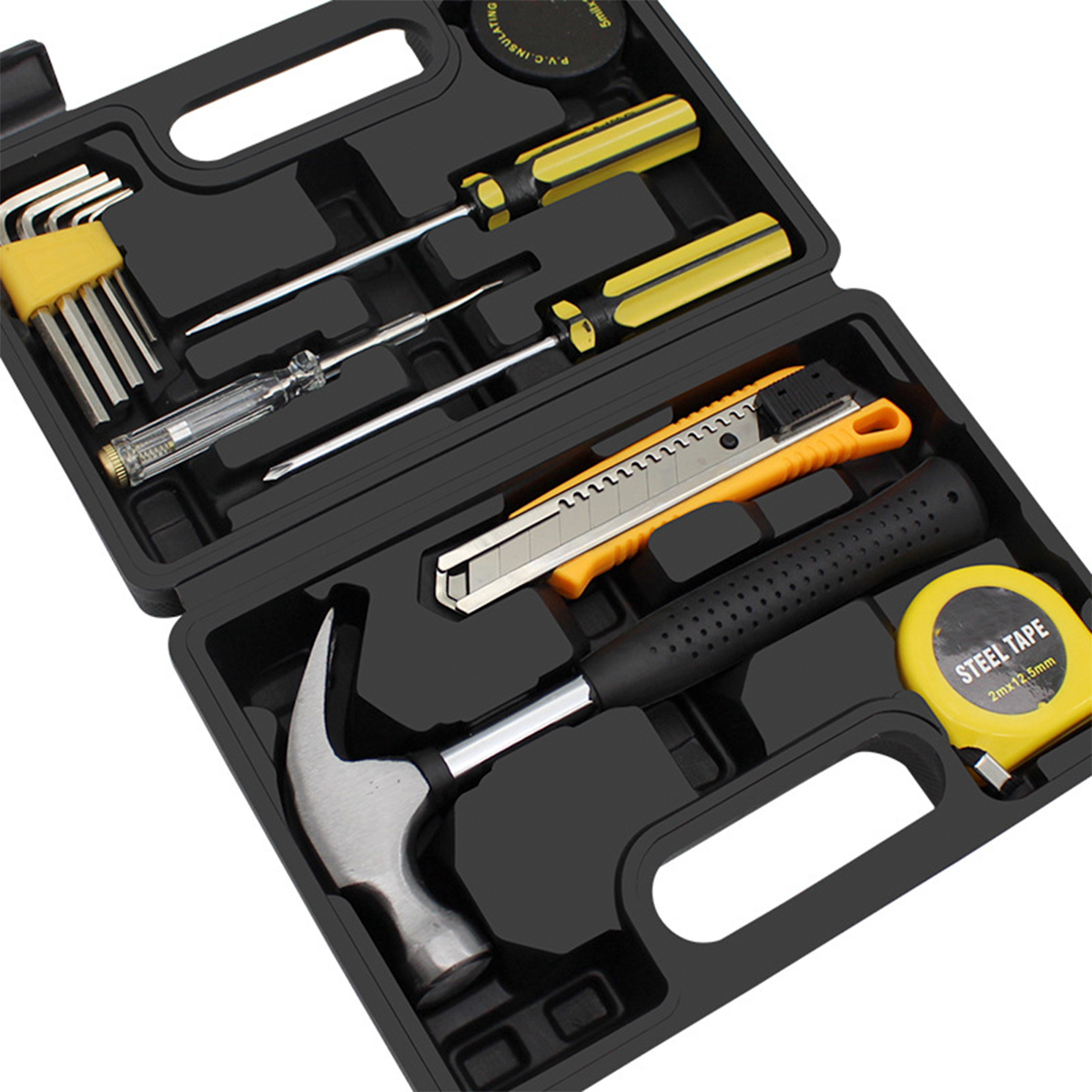 Parvus Homeowner tool 12pcs Set Generalis Domus Mors Tool Kit cum plastic tool arca PRAECLUSIO Case